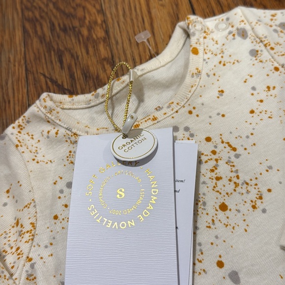 NWT Soft Gallery Cream splash Speckle pajama outfit 2 piece Set organic 6m - Picture 4 of 6